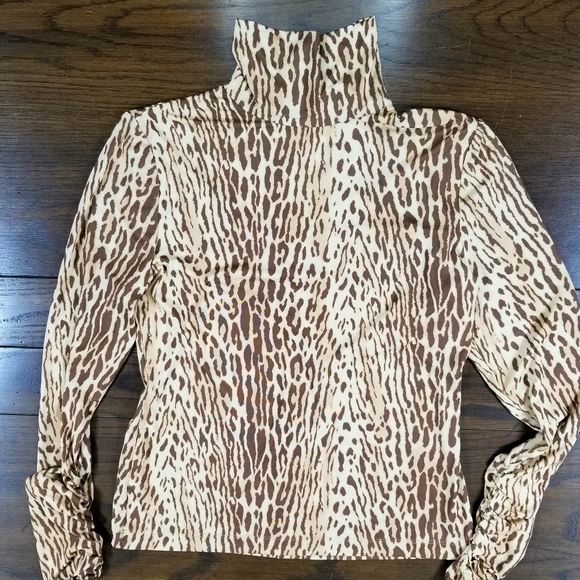 ZIMMERMANN Animal Print Mock Neck Blouse